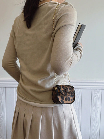 Mini Crocodile Print Clutch Bag, Solid Color Chain Shoulder Bag