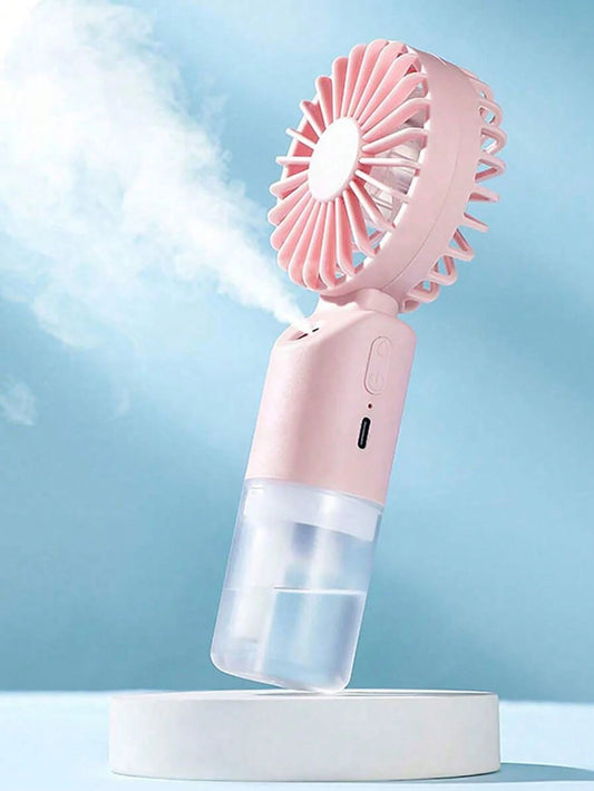 Mini Handheld Mist Fan, Portable Electric Fan, 2-Speed Adjustable, Desktop Fan For Summer, Humidifying & Cooling, Suitable For Indoor/Outdoor Camping, Student Rechargeable Fan, With 500mAh Long-Lastin