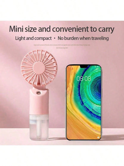 Mini Handheld Mist Fan, Portable Electric Fan, 2-Speed Adjustable, Desktop Fan For Summer, Humidifying & Cooling, Suitable For Indoor/Outdoor Camping, Student Rechargeable Fan, With 500mAh Long-Lastin