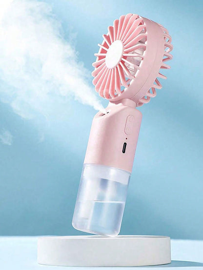 Mini Handheld Mist Fan, Portable Electric Fan, 2-Speed Adjustable, Desktop Fan For Summer, Humidifying & Cooling, Suitable For Indoor/Outdoor Camping, Student Rechargeable Fan, With 500mAh Long-Lastin