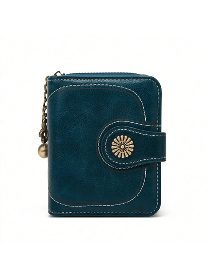 Mini New Design Oily Wax Leather Coin Women's Vintage Style Trifold Wallet Card Holder Clutch Wallet Small For Women Wallet Purse Wallet Small Wallet