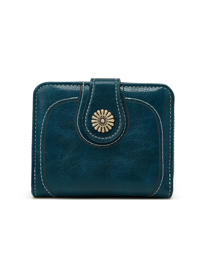 Mini New Design Oily Wax Leather Coin Women's Vintage Style Trifold Wallet Card Holder Clutch Wallet Small For Women Wallet Purse Wallet Small Wallet