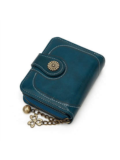 Mini New Design Oily Wax Leather Coin Women's Vintage Style Trifold Wallet Card Holder Clutch Wallet Small For Women Wallet Purse Wallet Small Wallet