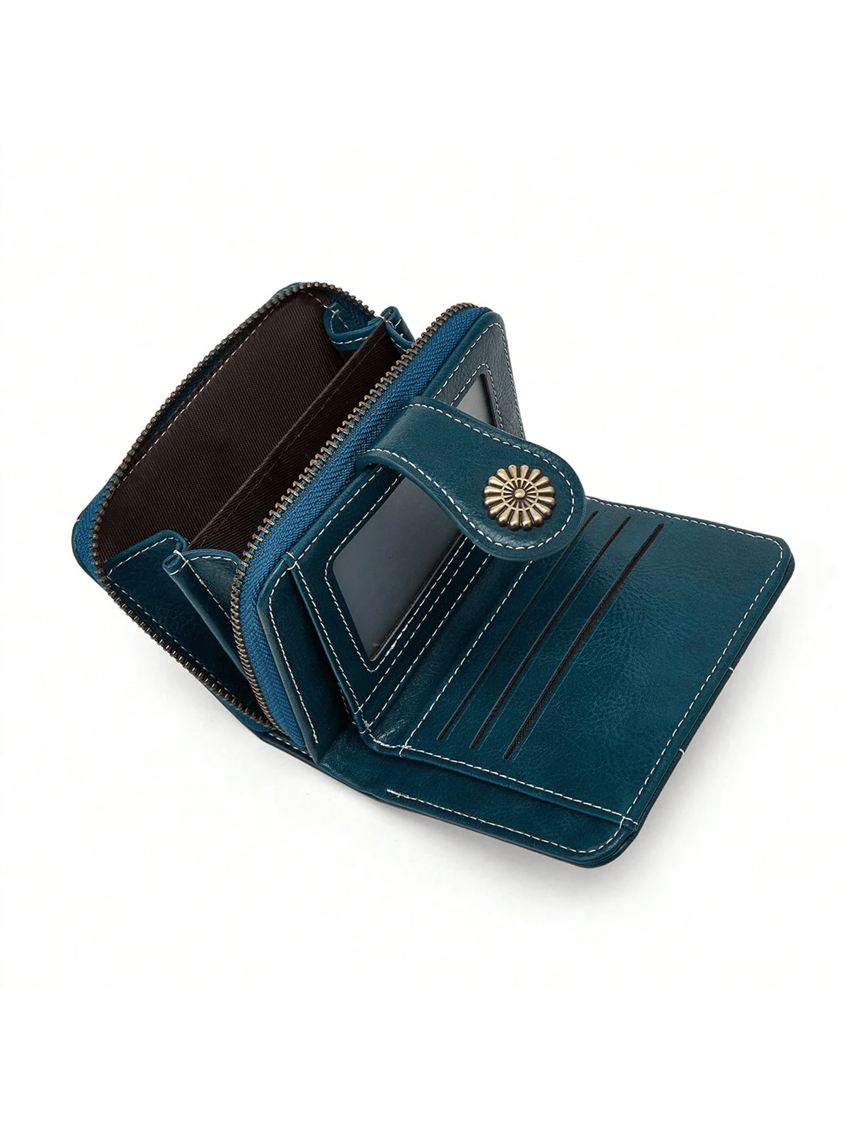 Mini New Design Oily Wax Leather Coin Women's Vintage Style Trifold Wallet Card Holder Clutch Wallet Small For Women Wallet Purse Wallet Small Wallet
