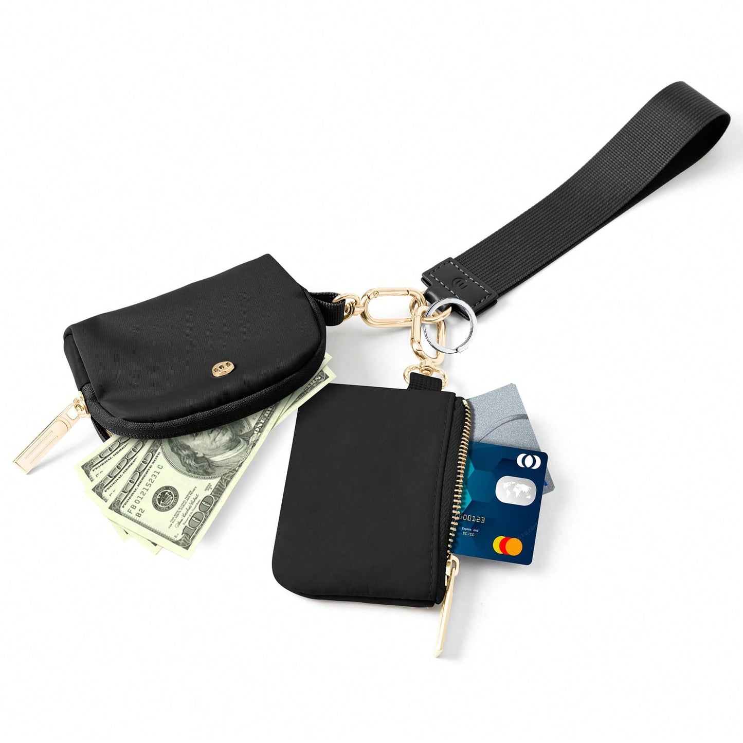 Mini Zip Around Wristlet Wallet With Detachable Mini Wallet & Card Holder Pouches, Ideal Christmas Stocking Stuffer Gift For Travel, Keys, Cards