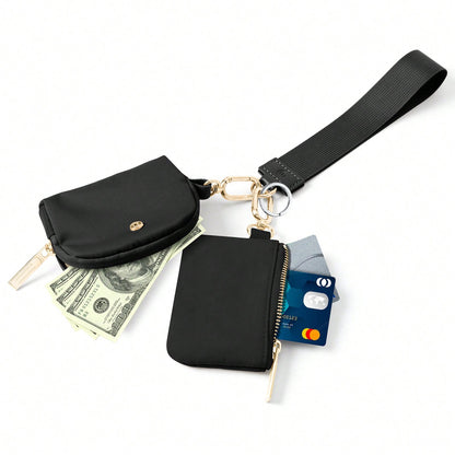 Mini Zip Around Wristlet Wallet With Detachable Mini Wallet & Card Holder Pouches, Ideal Christmas Stocking Stuffer Gift For Travel, Keys, Cards