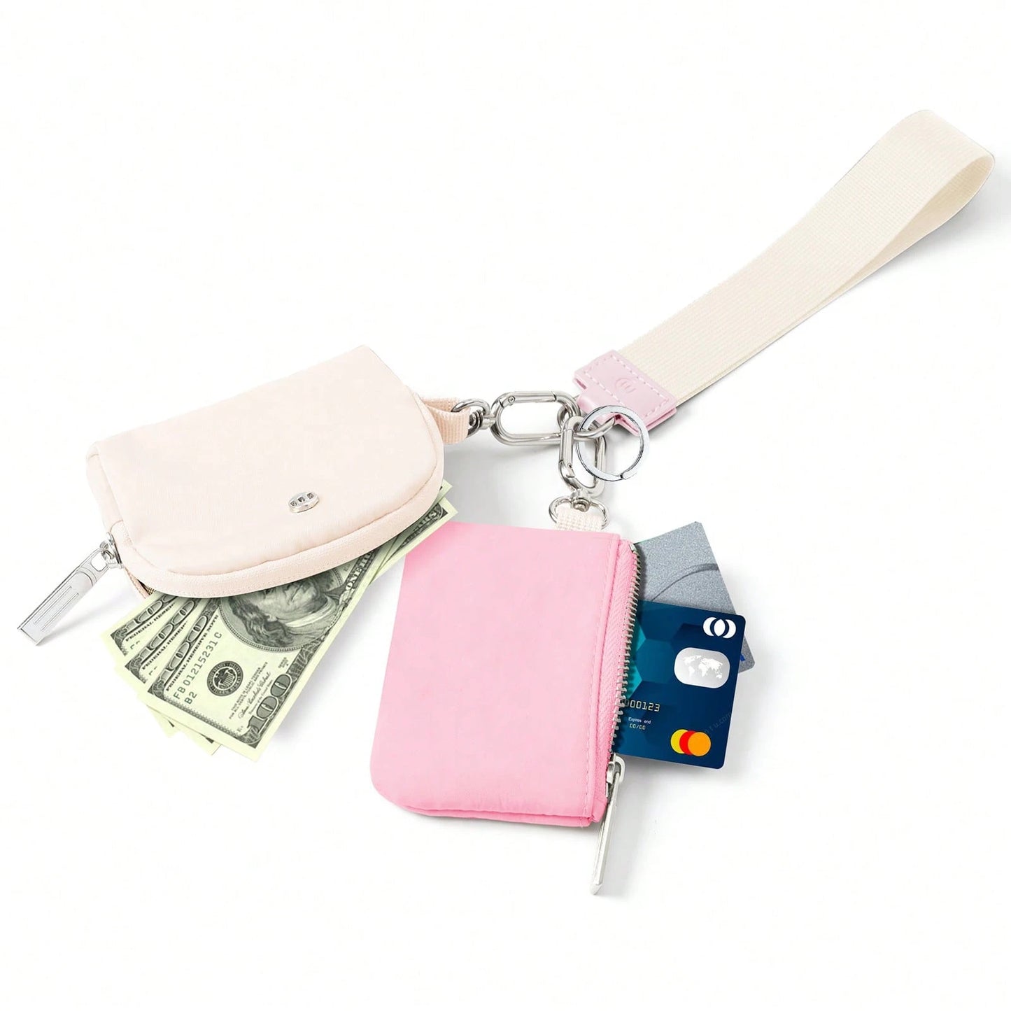 Mini Zip Around Wristlet Wallet With Detachable Mini Wallet & Card Holder Pouches, Ideal Christmas Stocking Stuffer Gift For Travel, Keys, Cards