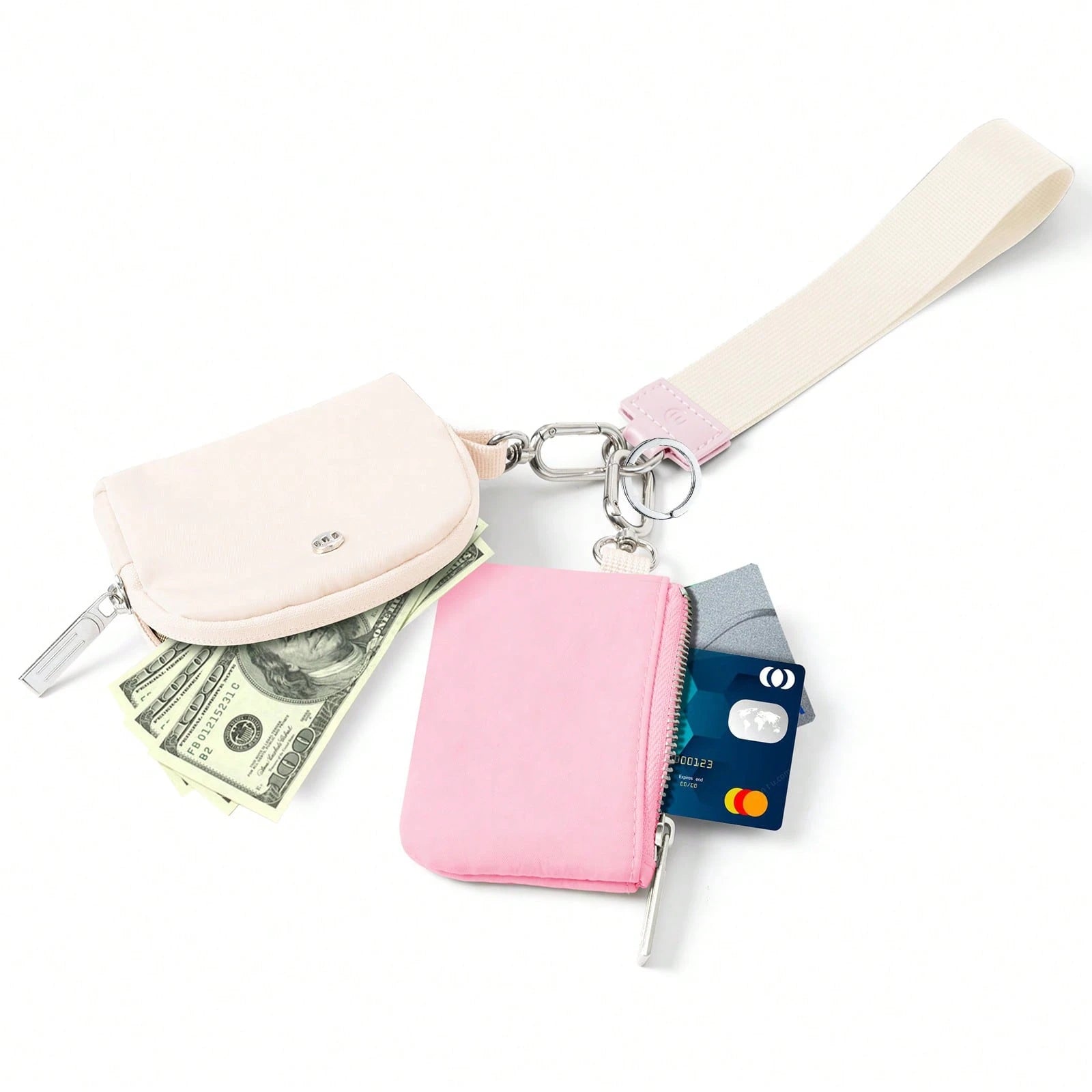 Mini Zip Around Wristlet Wallet With Detachable Mini Wallet & Card Holder Pouches, Ideal Christmas Stocking Stuffer Gift For Travel, Keys, Cards