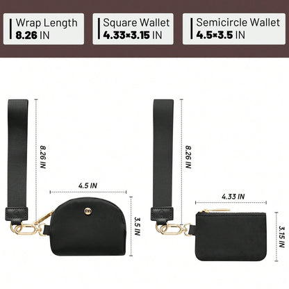 Mini Zip Around Wristlet Wallet With Detachable Mini Wallet & Card Holder Pouches, Ideal Christmas Stocking Stuffer Gift For Travel, Keys, Cards