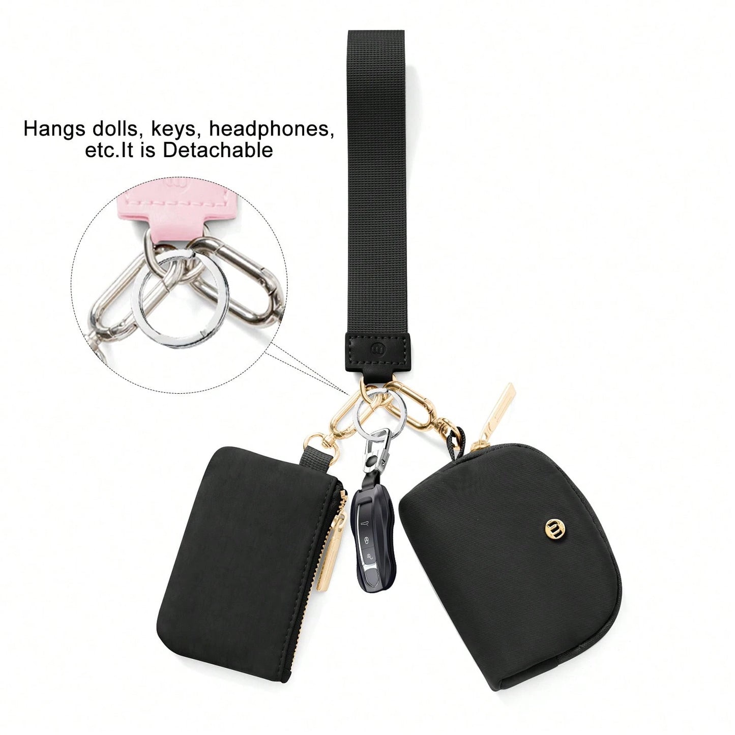 Mini Zip Around Wristlet Wallet With Detachable Mini Wallet & Card Holder Pouches, Ideal Christmas Stocking Stuffer Gift For Travel, Keys, Cards