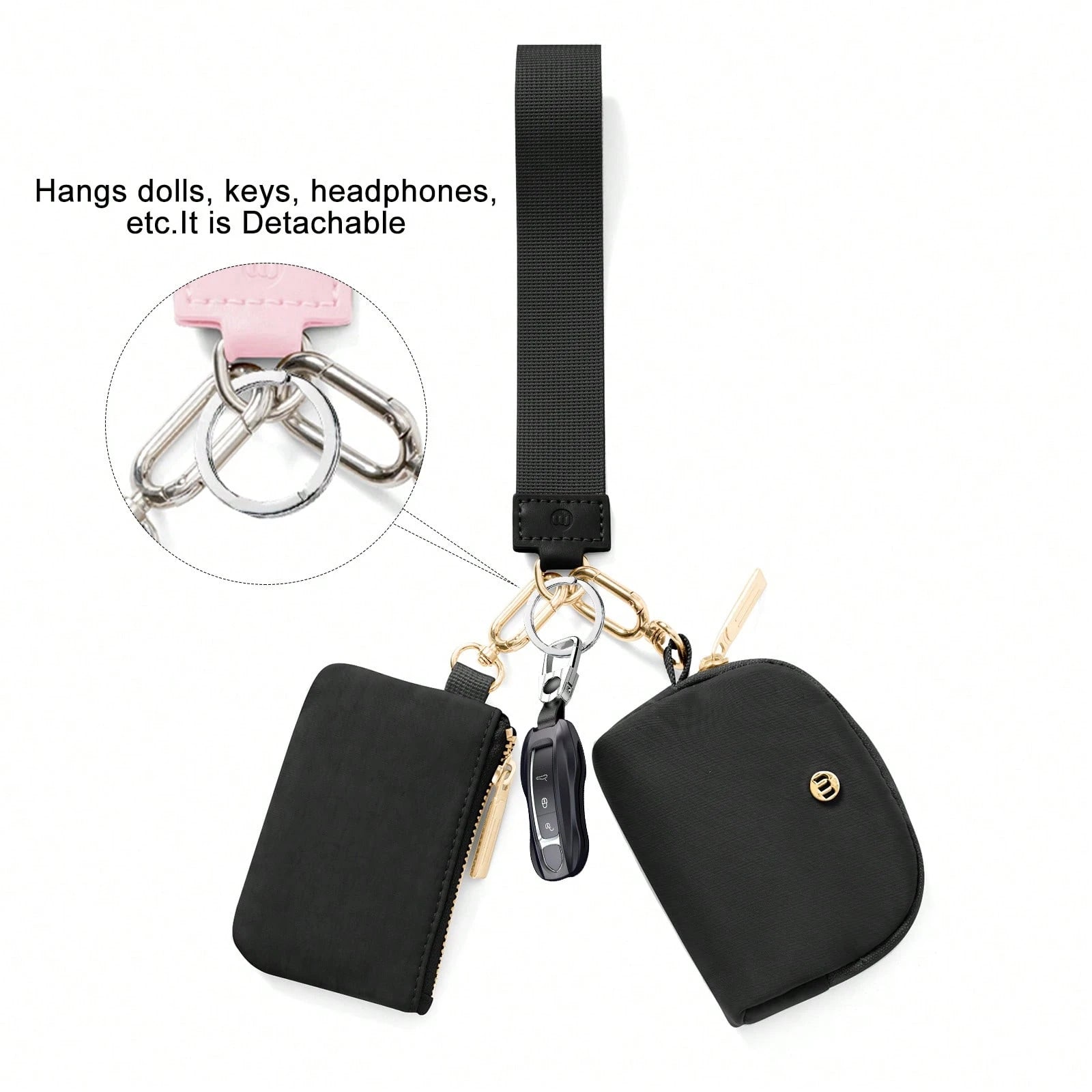 Mini Zip Around Wristlet Wallet With Detachable Mini Wallet & Card Holder Pouches, Ideal Christmas Stocking Stuffer Gift For Travel, Keys, Cards