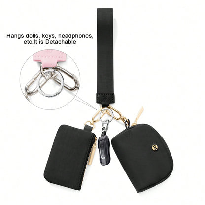 Mini Zip Around Wristlet Wallet With Detachable Mini Wallet & Card Holder Pouches, Ideal Christmas Stocking Stuffer Gift For Travel, Keys, Cards