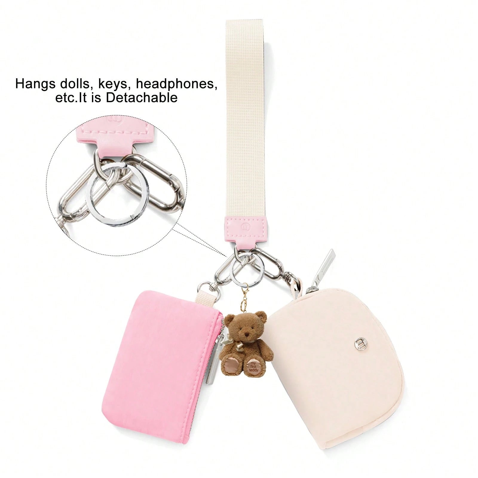 Mini Zip Around Wristlet Wallet With Detachable Mini Wallet & Card Holder Pouches, Ideal Christmas Stocking Stuffer Gift For Travel, Keys, Cards