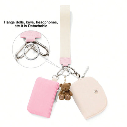 Mini Zip Around Wristlet Wallet With Detachable Mini Wallet & Card Holder Pouches, Ideal Christmas Stocking Stuffer Gift For Travel, Keys, Cards