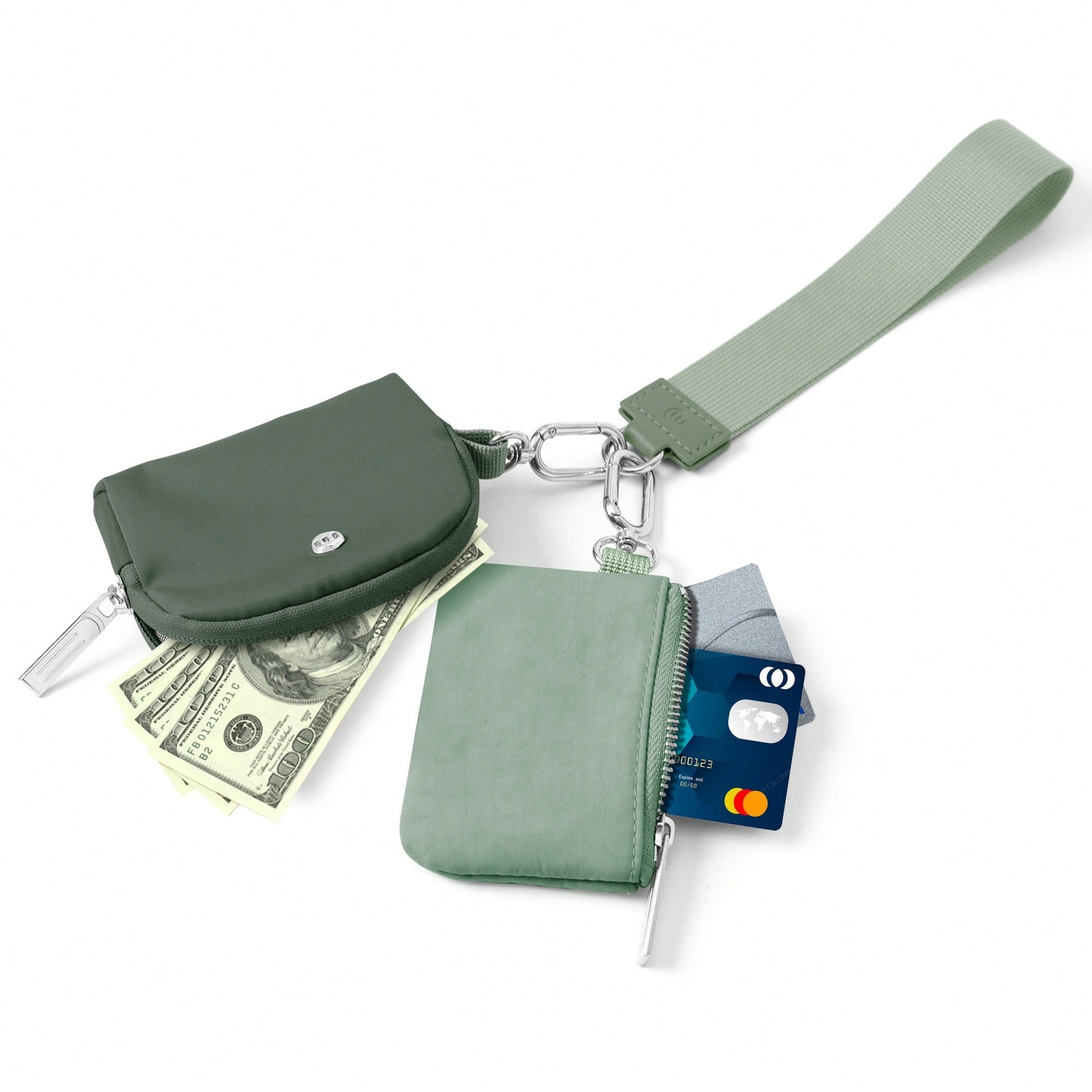 Mini Zip Around Wristlet Wallet With Detachable Mini Wallet & Card Holder Pouches, Ideal Christmas Stocking Stuffer Gift For Travel, Keys, Cards