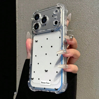 Minimalist Black Polka Dot & Bow Tie Cross Design Anti-Drop Phone Case, Summer Essential, Suitable For Daily Use, Compatible With IPhone 16/16 Pro/16 Plus/16 Pro Max/17/17 Pro/17 Pro Max/15/15 Pro/15