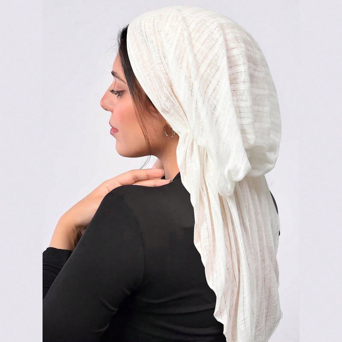 Minimalist Elegant Solid Color Women's Headscarf Hat, Versatile Elastic Beanie, Fishnet Cap, Curved Hat