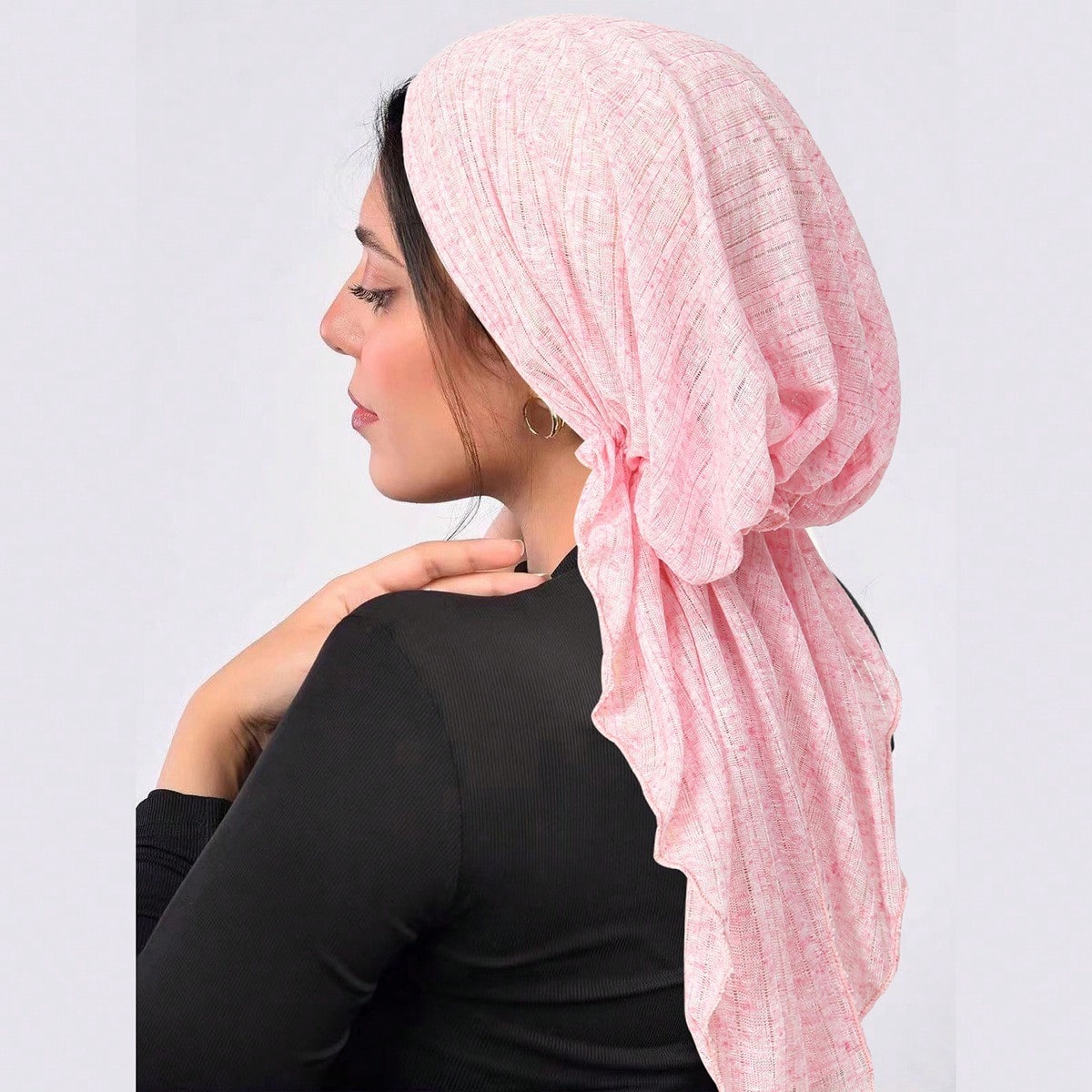 Minimalist Elegant Solid Color Women's Headscarf Hat, Versatile Elastic Beanie, Fishnet Cap, Curved Hat