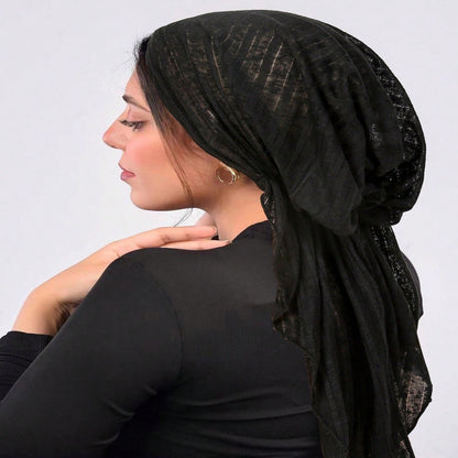 Minimalist Elegant Solid Color Women's Headscarf Hat, Versatile Elastic Beanie, Fishnet Cap, Curved Hat