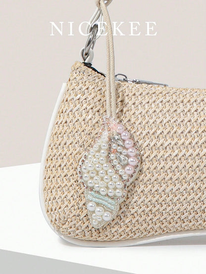 Minimalist Fashion Holiday Bag Charm, Color-Block Beaded Faux Coconut Tree Pendant, Exquisite Mini Decorative Accessory, Small And Unique Design, Versatile For Daily Use, Perfect For Matching With Bag