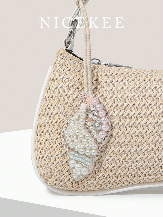 Minimalist Fashion Holiday Bag Charm, Color-Block Beaded Faux Coconut Tree Pendant, Exquisite Mini Decorative Accessory, Small And Unique Design, Versatile For Daily Use, Perfect For Matching With Bag