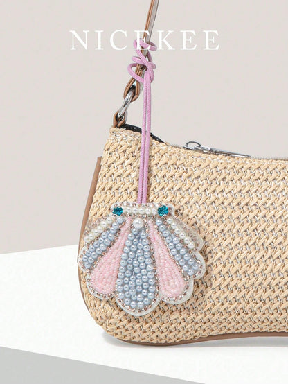 Minimalist Fashion Holiday Bag Charm, Color-Block Beaded Faux Coconut Tree Pendant, Exquisite Mini Decorative Accessory, Small And Unique Design, Versatile For Daily Use, Perfect For Matching With Bag