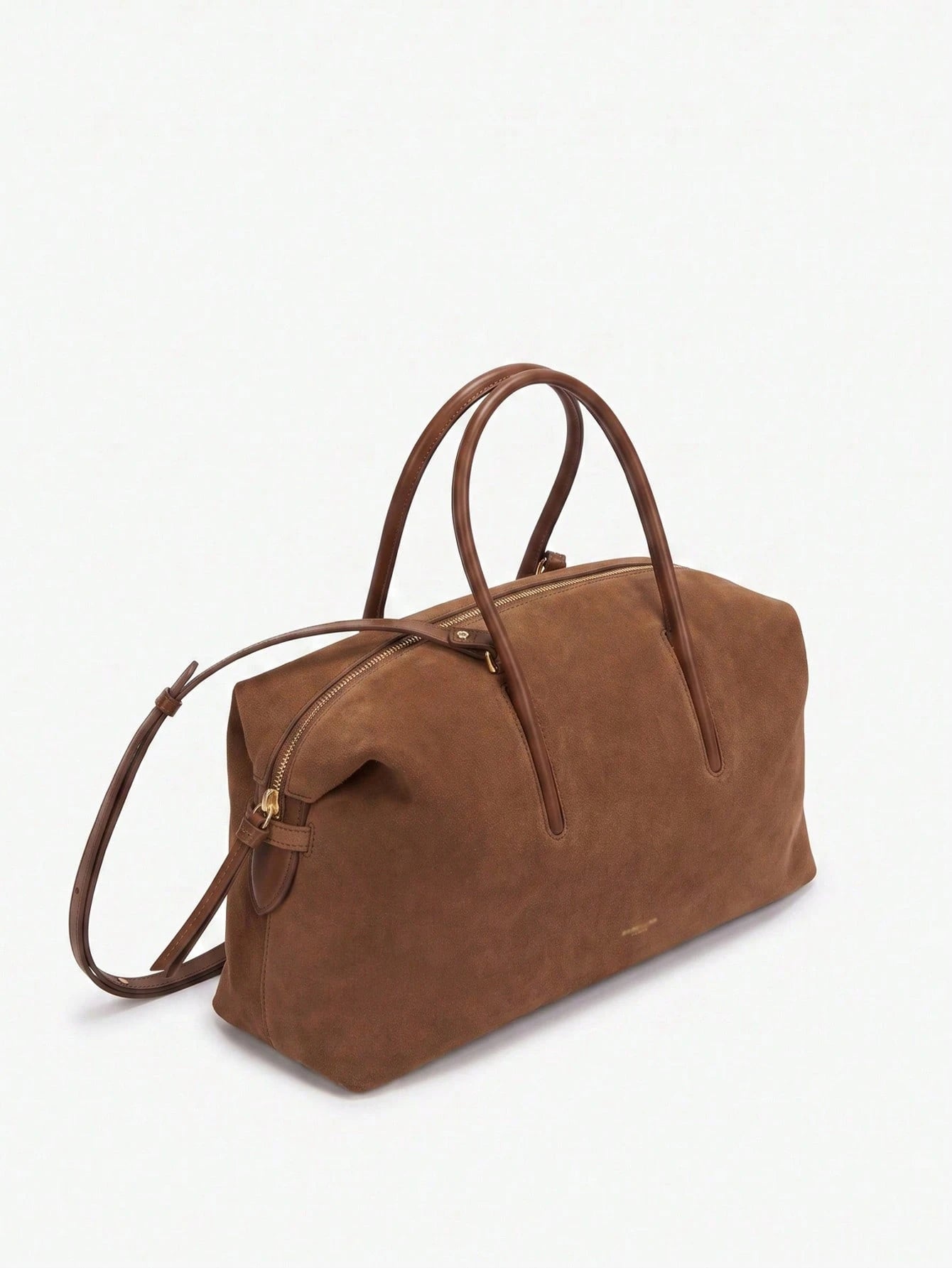 Minimalist Suede Bowling Bag For Women, Large Capacity Top Handle Shoulder Tote With Adjustable Strap