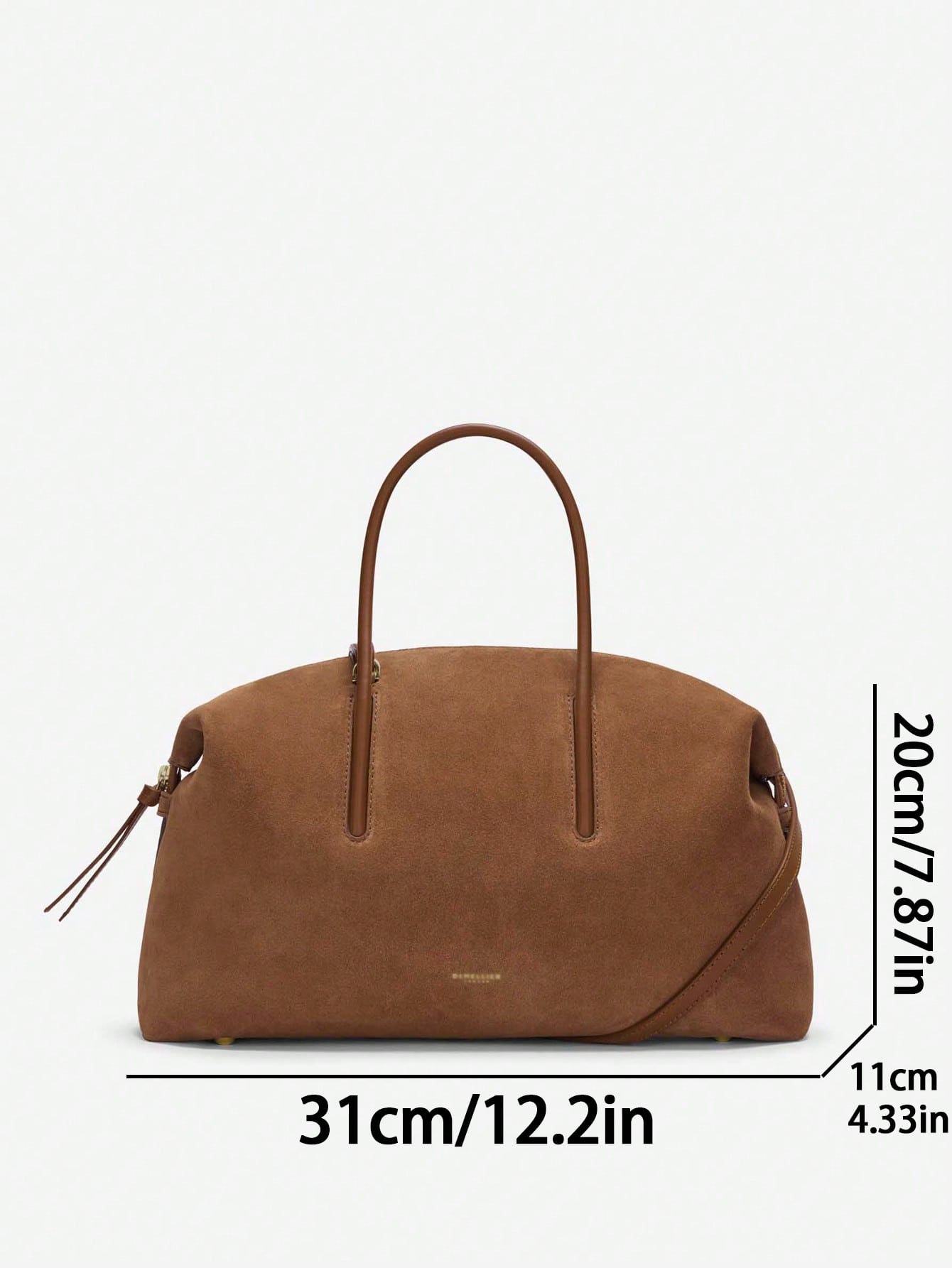 Minimalist Suede Bowling Bag For Women, Large Capacity Top Handle Shoulder Tote With Adjustable Strap
