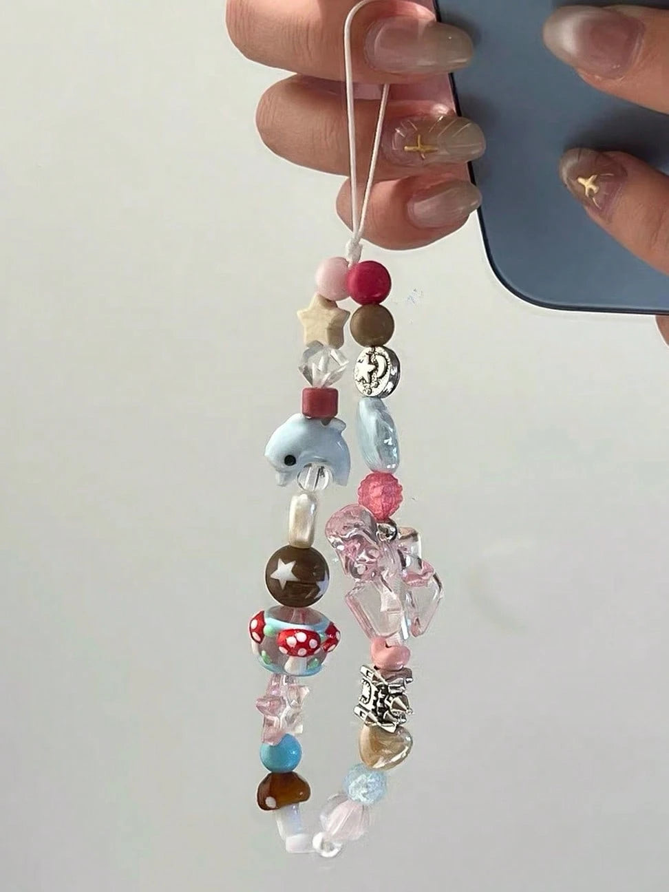 Minimalist White Bow Phone Case Chain Pendant, Short Convenient Strap Suitable For All Phones & Cameras, CCD Chain Lanyard Wrist Strap Anti-Lost Anti-Drop For Women