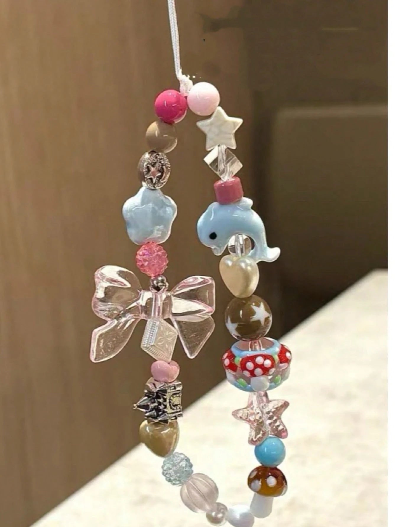 Minimalist White Bow Phone Case Chain Pendant, Short Convenient Strap Suitable For All Phones & Cameras, CCD Chain Lanyard Wrist Strap Anti-Lost Anti-Drop For Women