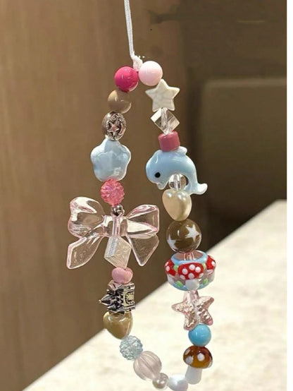 Minimalist White Bow Phone Case Chain Pendant, Short Convenient Strap Suitable For All Phones & Cameras, CCD Chain Lanyard Wrist Strap Anti-Lost Anti-Drop For Women