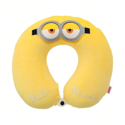 Miniso Memory Foam U-Shaped Travel Neck Pillow, Soft Plush Cushion With Cartoon Embroidery, Support Pillow For Car Flight Office Naps (1 PC)