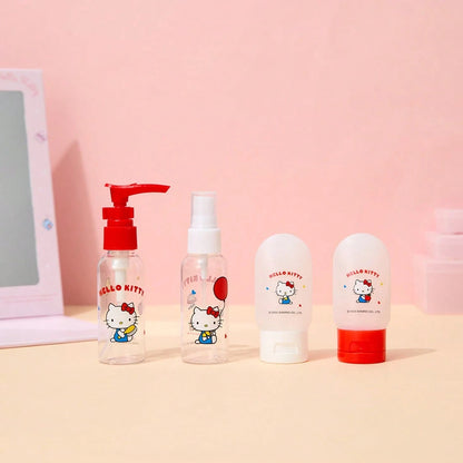 Miniso Sanion Hello Kitty Travel Set (4 Pcs)- Cute Design, Practical Compartments, Perfect Companion For Travel And Business (4 Pcs)