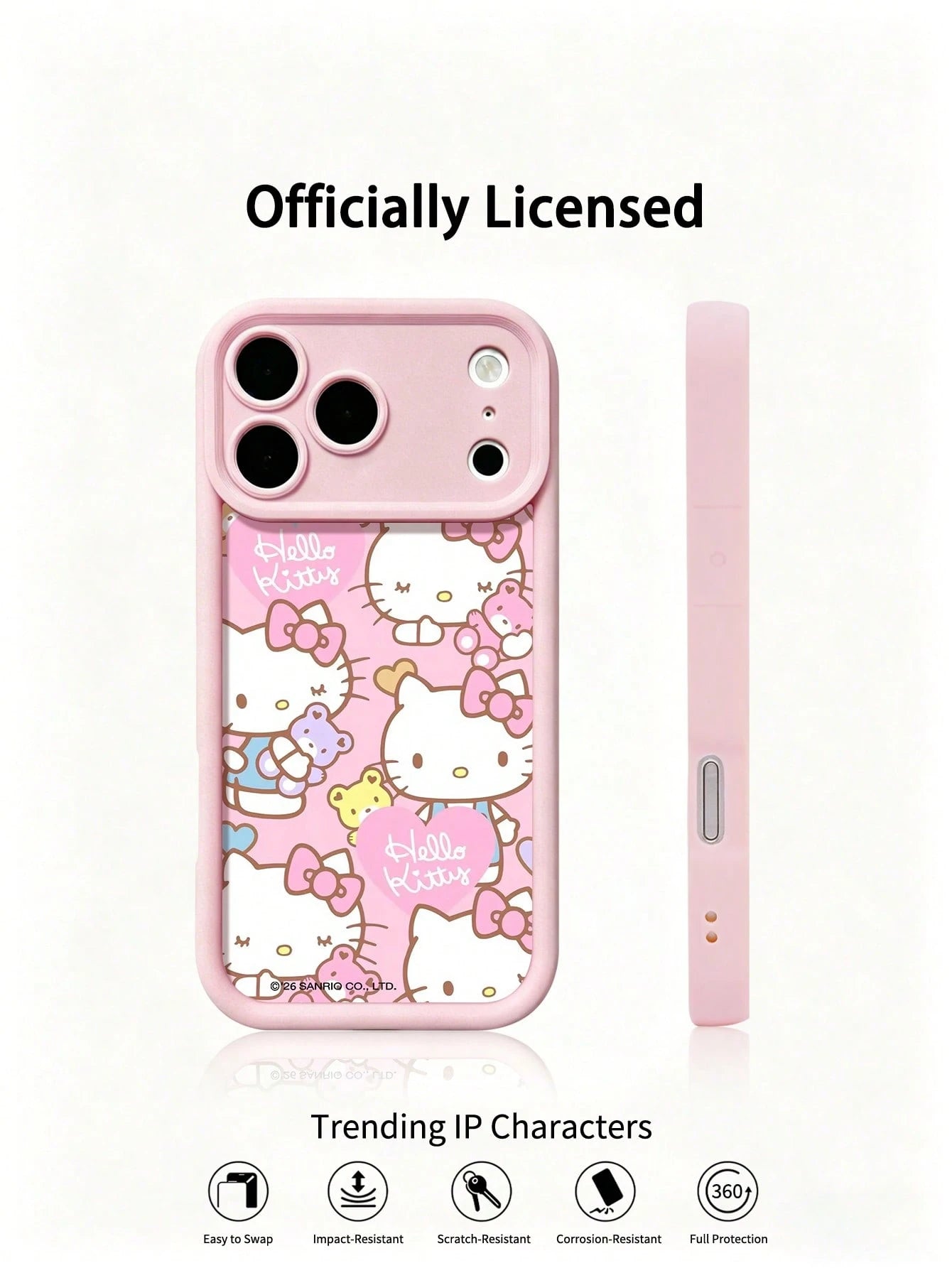 Miniso Sanrio Pink Phone Case, Summer Fashion Phone Case, Holiday Gift Phone Case, Anti-Slip, Anti-Fall, Anti-Fingerprint, Suitable Compatible With Apple 17 17 Air 17Pro 17ProMax 11 12 13 14 15 16Pro