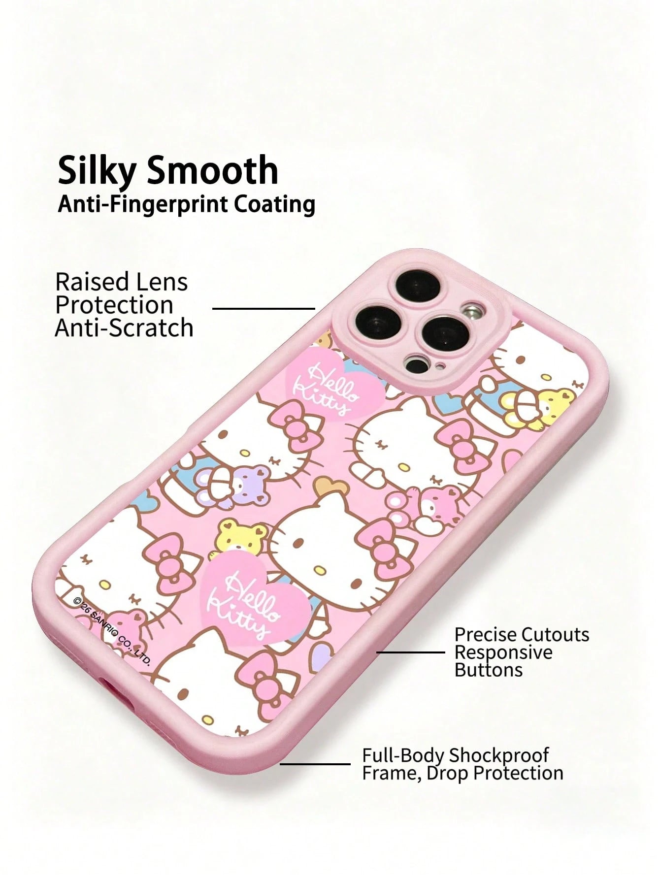 Miniso Sanrio Pink Phone Case, Summer Fashion Phone Case, Holiday Gift Phone Case, Anti-Slip, Anti-Fall, Anti-Fingerprint, Suitable Compatible With Apple 17 17 Air 17Pro 17ProMax 11 12 13 14 15 16Pro