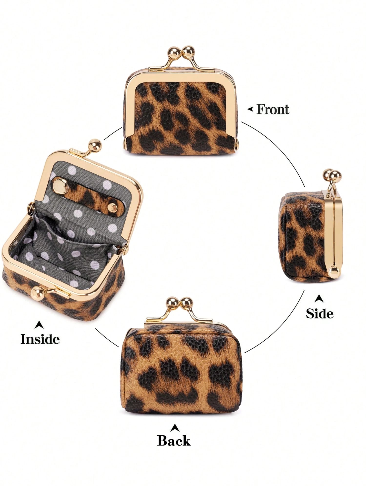 MIYIN Women's Solid Color Faux Leather Mini Jewelry Box, Portable Vintage Genuine Leather Coin Purse Jewelry Box With Kiss Lock, Mini Travel Ring Box Travel Jewelry Box Cosmetic Storage Box, Women's E
