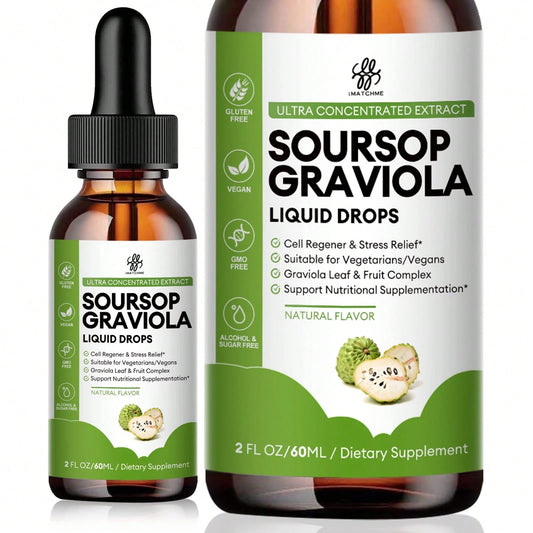 MM IMATCHME IMATCHME Soursop Graviola Liquid Drop For Cell Support & Regeneration, Immune System And Gut Health Support, Pure Soursop Bitters Liquid, High Absorption, Sugar/Gluten Free, Natural Flavor