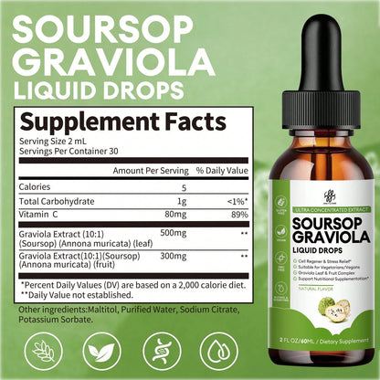 MM IMATCHME IMATCHME Soursop Graviola Liquid Drop For Cell Support & Regeneration, Immune System And Gut Health Support, Pure Soursop Bitters Liquid, High Absorption, Sugar/Gluten Free, Natural Flavor