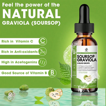 MM IMATCHME IMATCHME Soursop Graviola Liquid Drop For Cell Support & Regeneration, Immune System And Gut Health Support, Pure Soursop Bitters Liquid, High Absorption, Sugar/Gluten Free, Natural Flavor