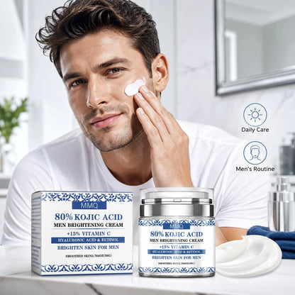 MMQ Men Brightening Face Cream 50g, Kojic Acid Vitamin C Retinol & Hyaluronic Acid Moisturizer, Daily Hydrating Smoothing Skin Care Cream For Dark Spot Care & Uneven-Looking Skin