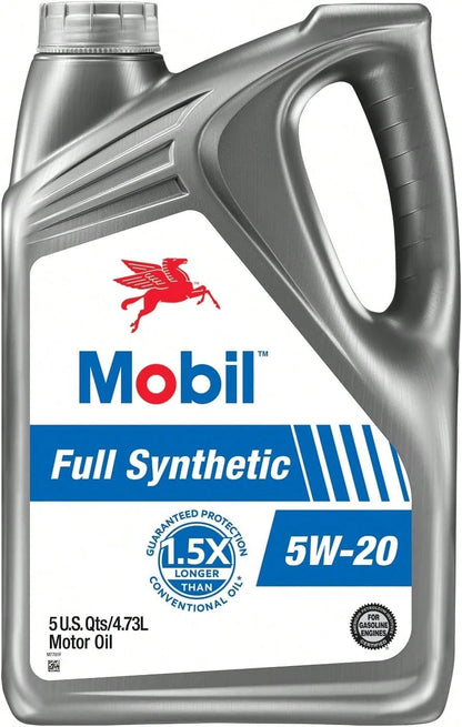 Mobil Full Synthetic Motor Oil 5W-20, 5 Quart