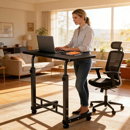 Mobile Height-Adjustable Desk, Office Desk, Bedside Computer Table With Wheels, Sofa Side Table, Suitable For Bedroom, Dormitory, Laptop Stand, Lazy Desk, Coffee Table, Gift