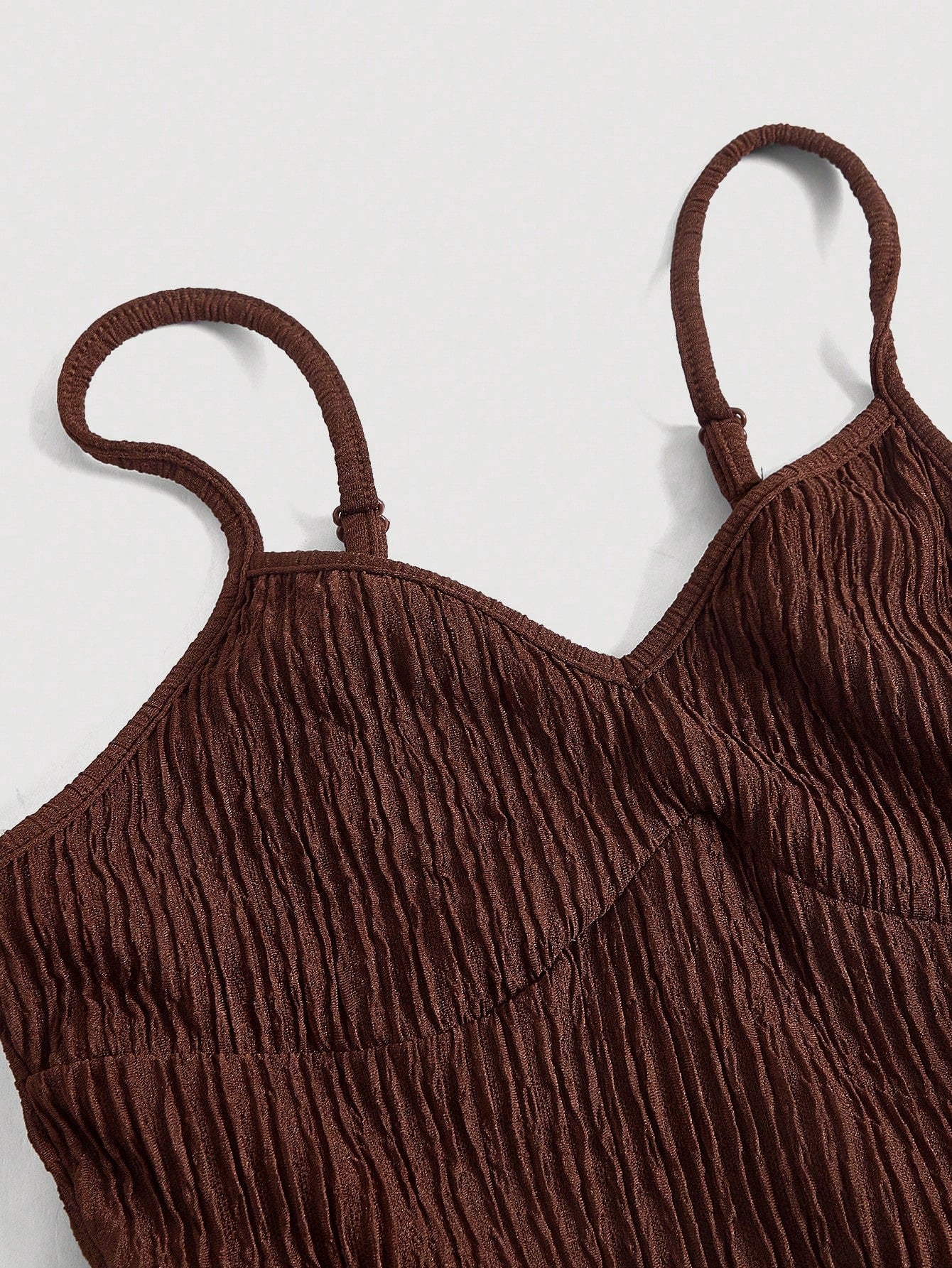 MOD 1pc Women Dark Brown Spaghetti Strap Tiered Ruffle Waist Dress,Elegant Summer Casual Picnic Dresses,Fairy Costume Homecoming Festival Outfit