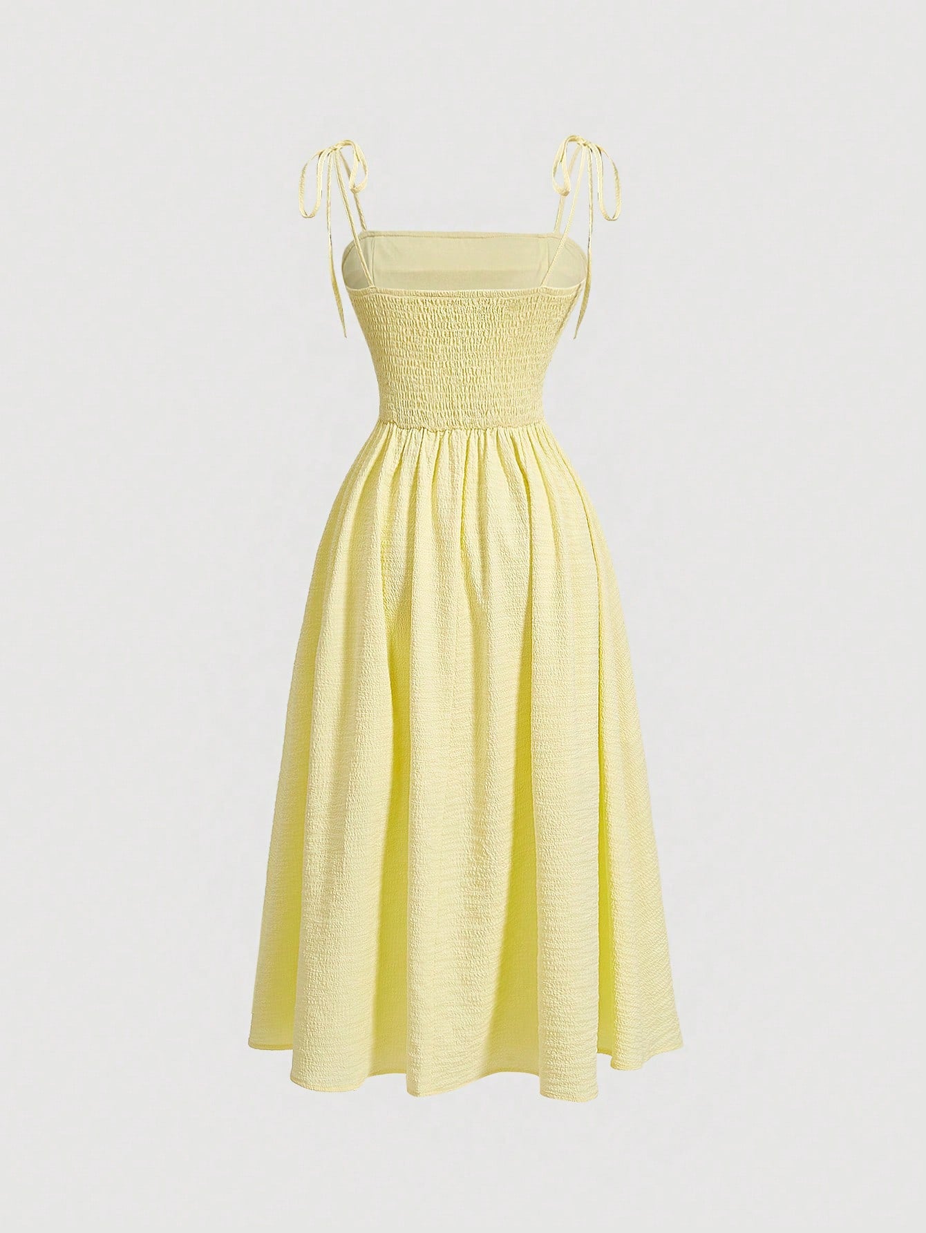 MOD Elegant Sage Green Summer Tea Party Dress,Solid Color Sleeveless Tie Strap Ruched Midi Dress For Wedding Bridesmaid Garden Holiday Picnic A-Line