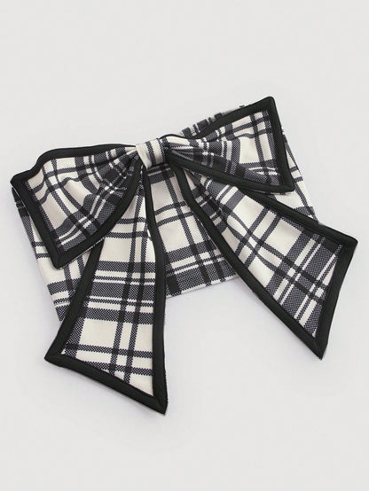 MOD Grid Pattern Strapless Top With Bow Decoration