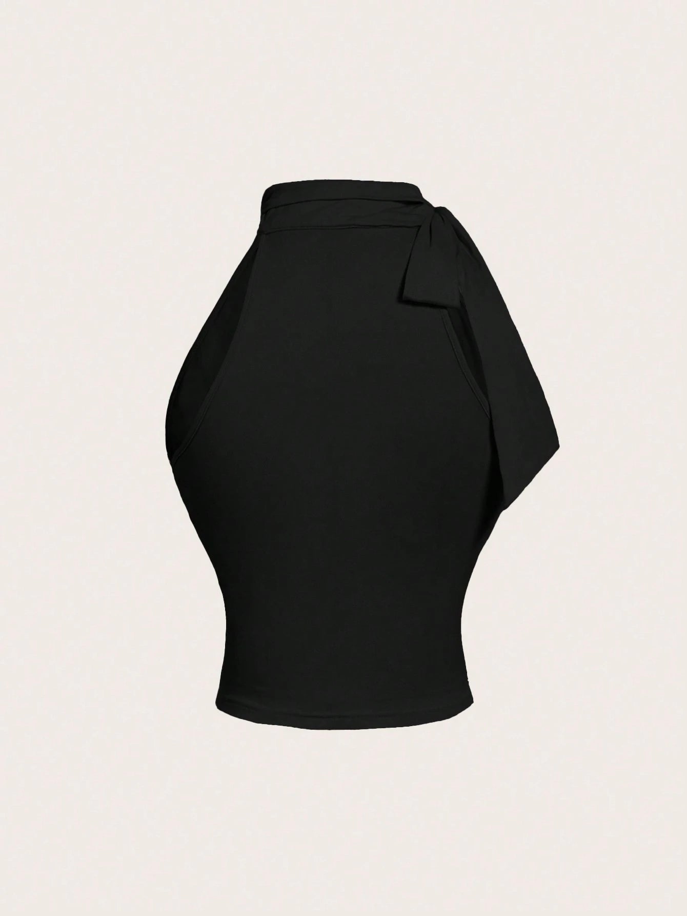 MOD Stand Collar Bowknot Gather Green Tank Top