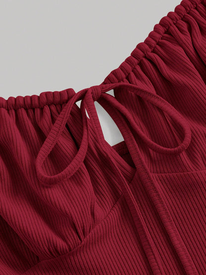 MOD Tie Front Ruched Bust Tie Shoulder Cami Dress