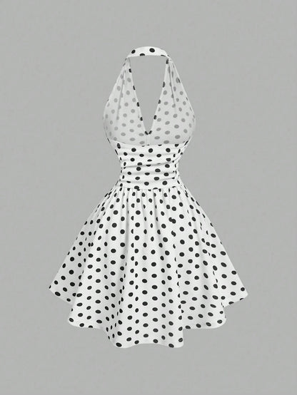 MOD Women's V-Neck Slim Polka Dot Bodycon Dress,Black Homecoming Dress,Hollowed Costumes,Elegant Women Dresses, Dress,Rave Outfits Festival,Summer For