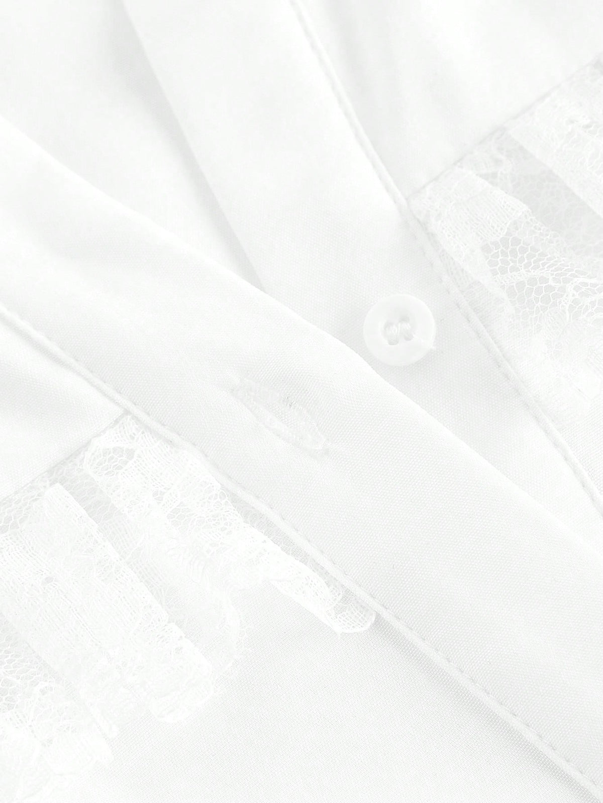 MOD Women's White Fitted Shirt With Ruffle Collar And Lantern Sleeves