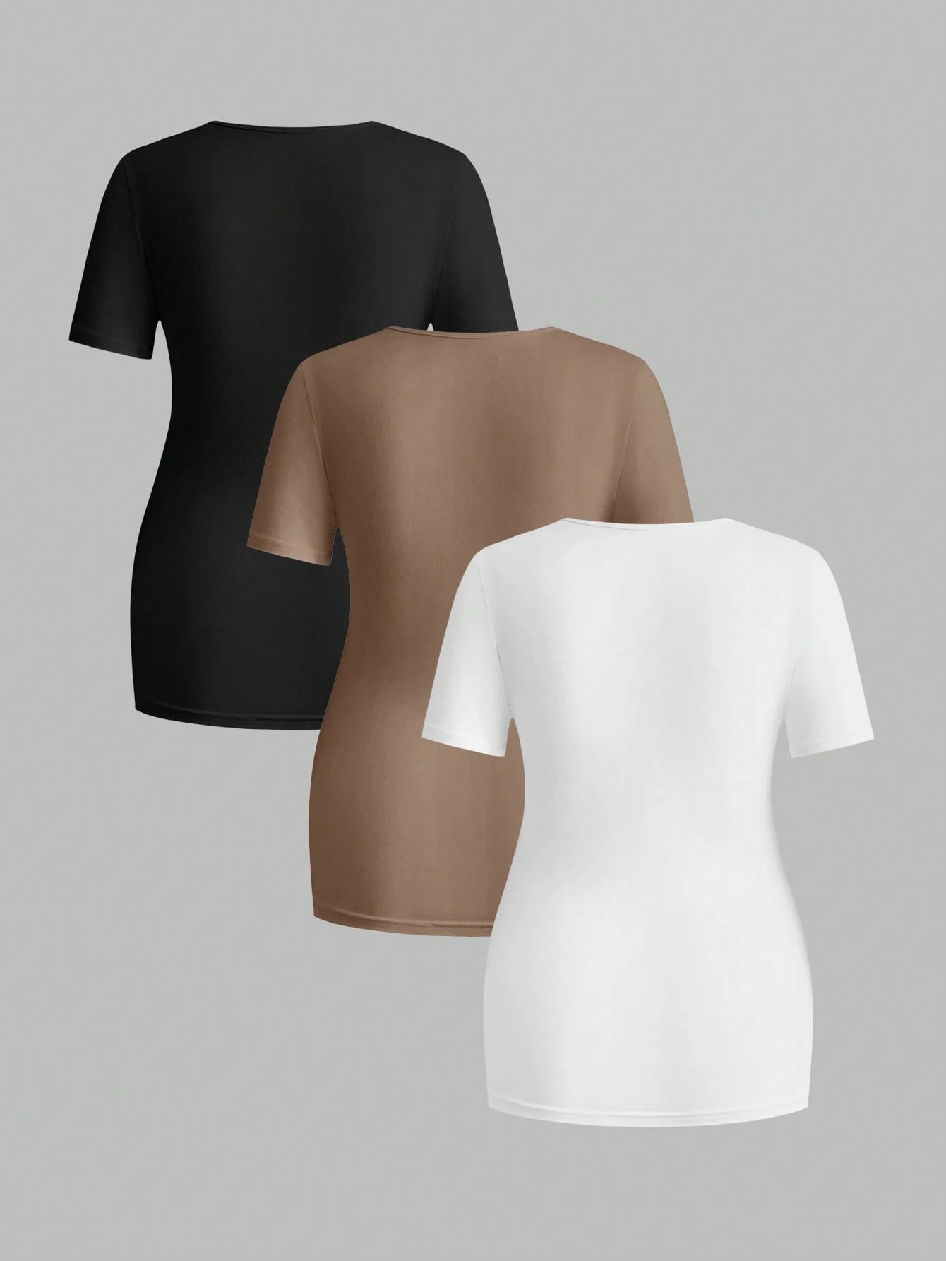 Modmama 3pcs/Set Pregnant Women Solid Color Ruched Nursing Function Casual Daily Short Sleeve Tops